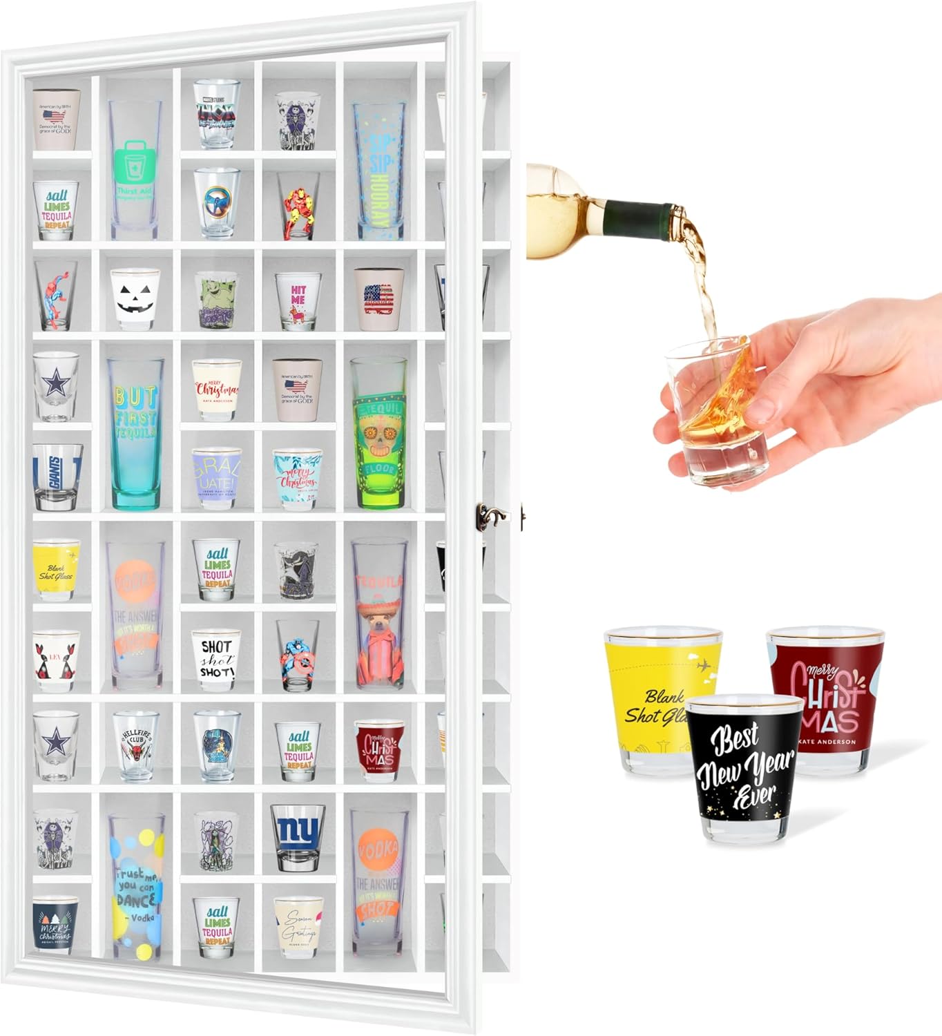 Glass Cabinet Display - Solid Wood Shot Glass Display Cabinet