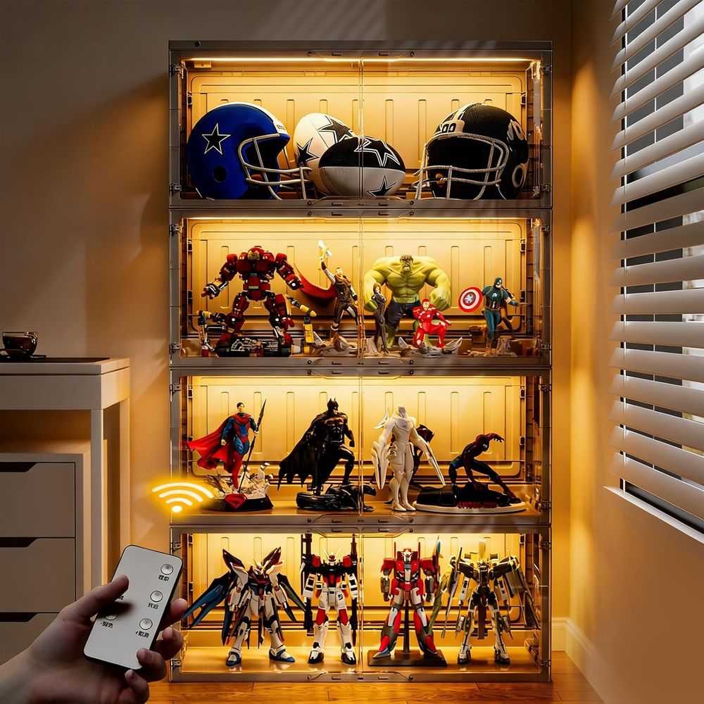 Glass Cabinet Display - Black Glass Display Case with 2-Color