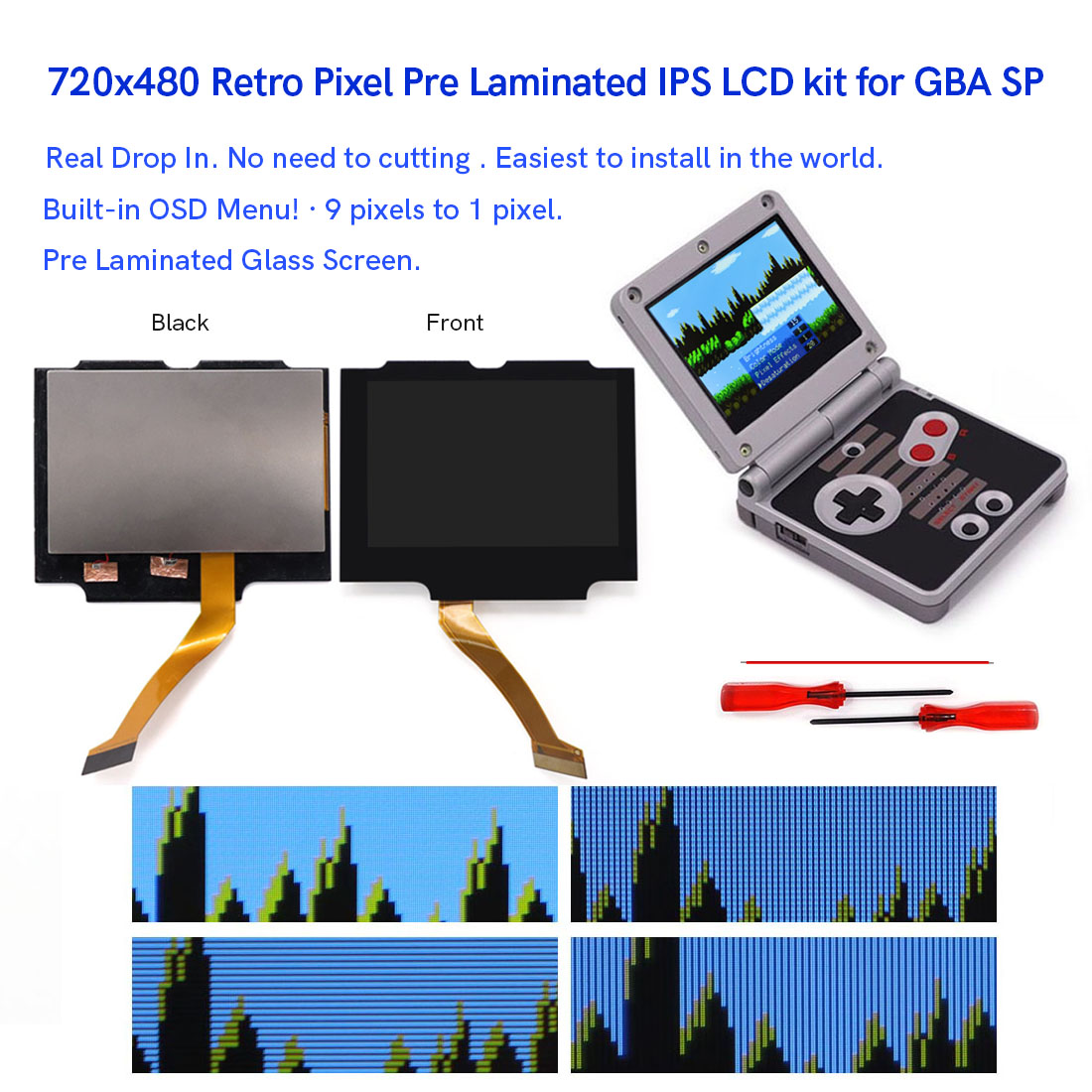 HD 3.0 inch For GBA SP V5  Lam - Lcd Screen Arcade のレビューと価格