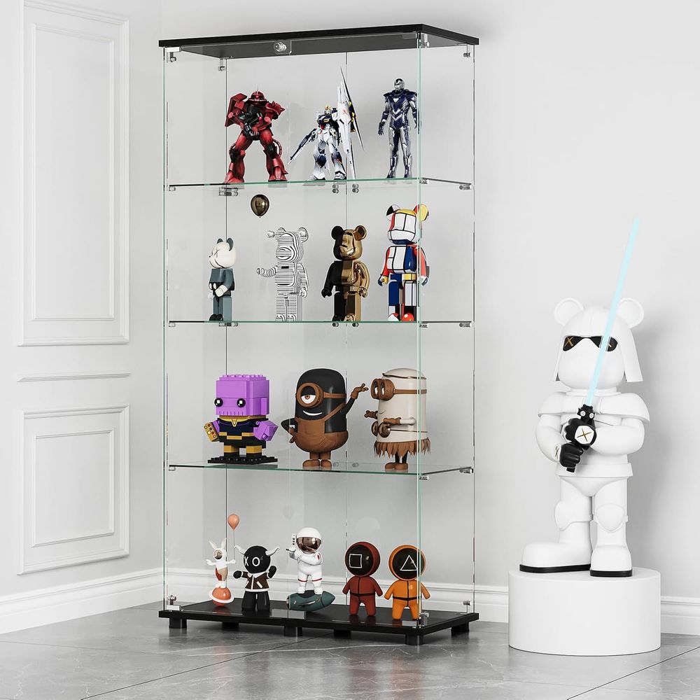 4-Shelf Double Door Lockable G - Glass Cabinet Display のレビューと価格
