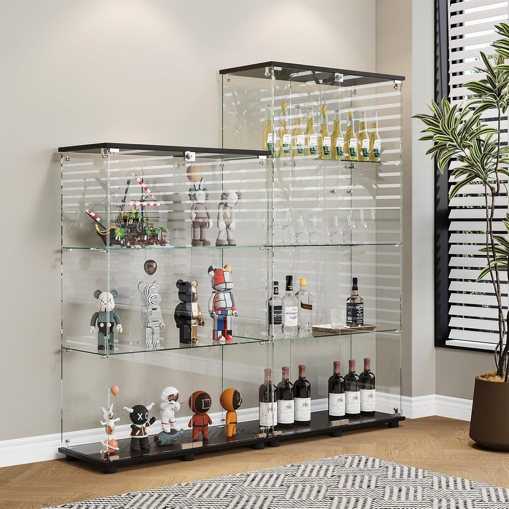4-Shelf Double Door Lockable G - Glass Cabinet Display のレビューと価格