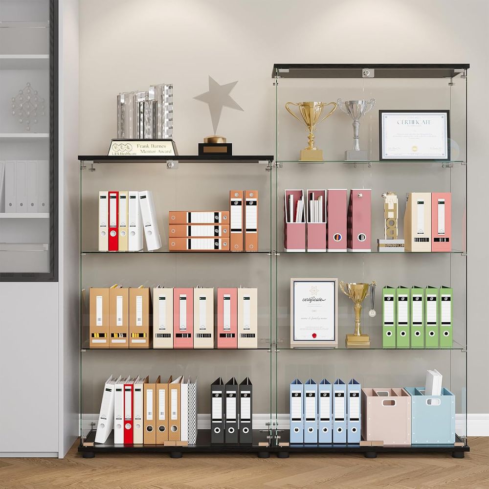 4-Shelf Double Door Lockable G - Glass Cabinet Display のレビューと価格