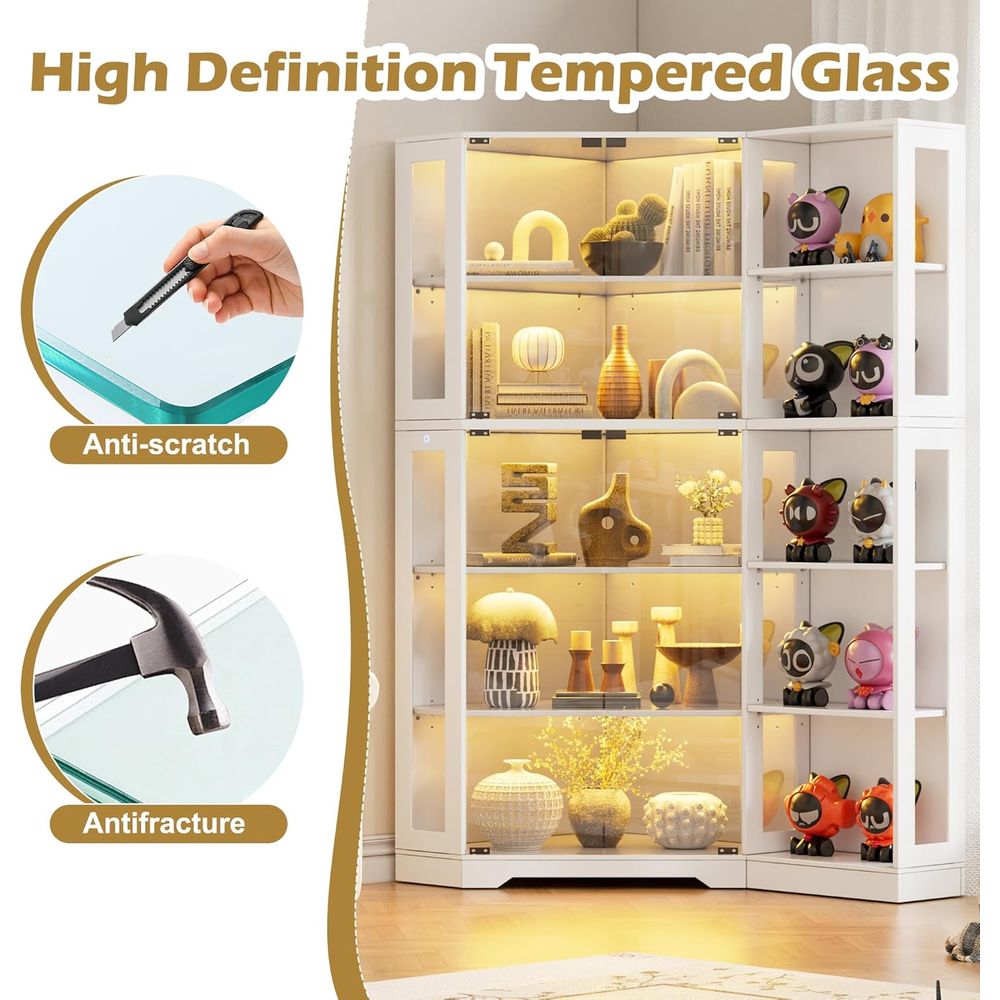 White LED-Illuminated Glass Di - Glass Cabinet Display のレビューと価格