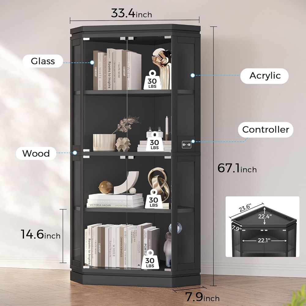67 Tall 4-Tier Glass Display C - Glass Cabinet Display のレビューと価格