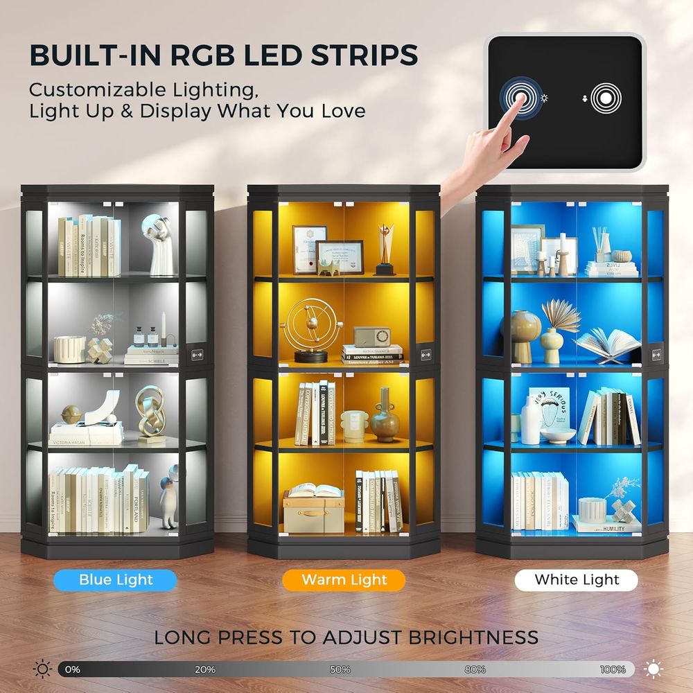 67 Tall 4-Tier Glass Display C - Glass Cabinet Display のレビューと価格
