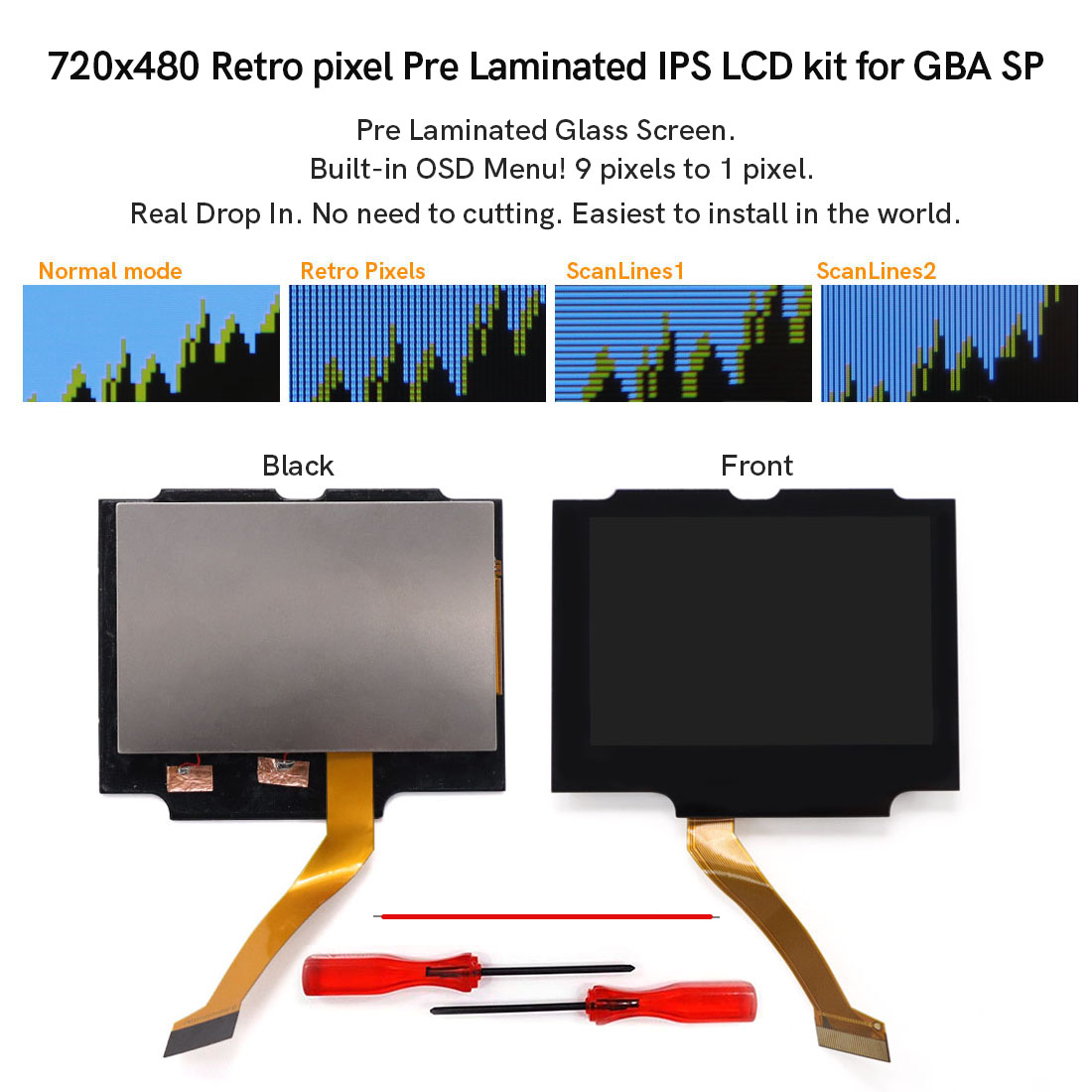 For  GBA SP V5  720x480 Retro  - Lcd Screen Arcade のレビューと価格