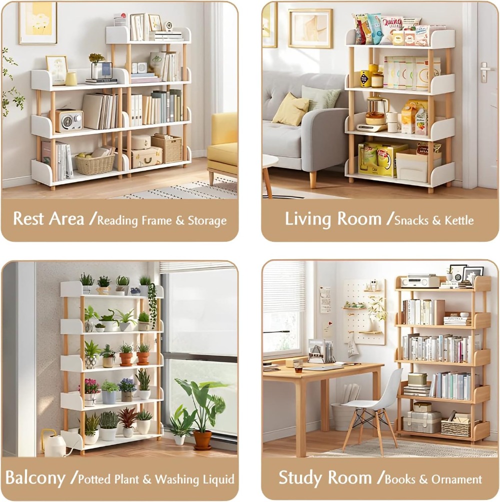 5-Tier Wooden Open Bookcase -  - Glass Cabinet Display のレビューと価格