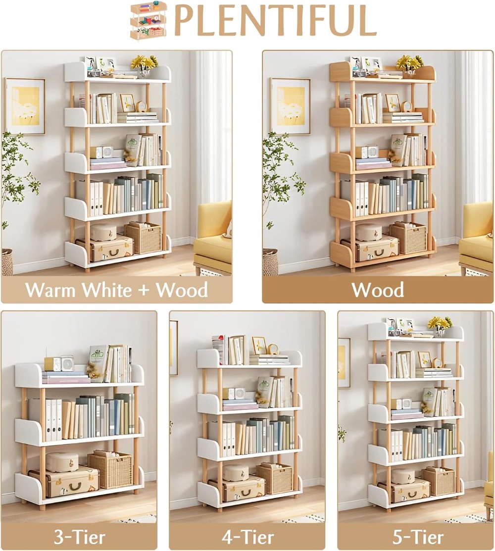 5-Tier Wooden Open Bookcase -  - Glass Cabinet Display のレビューと価格
