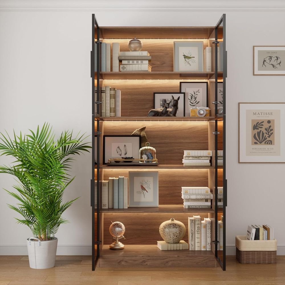 78.7 LED-lit 5-Tier Glass Door - Glass Cabinet Display のレビューと価格