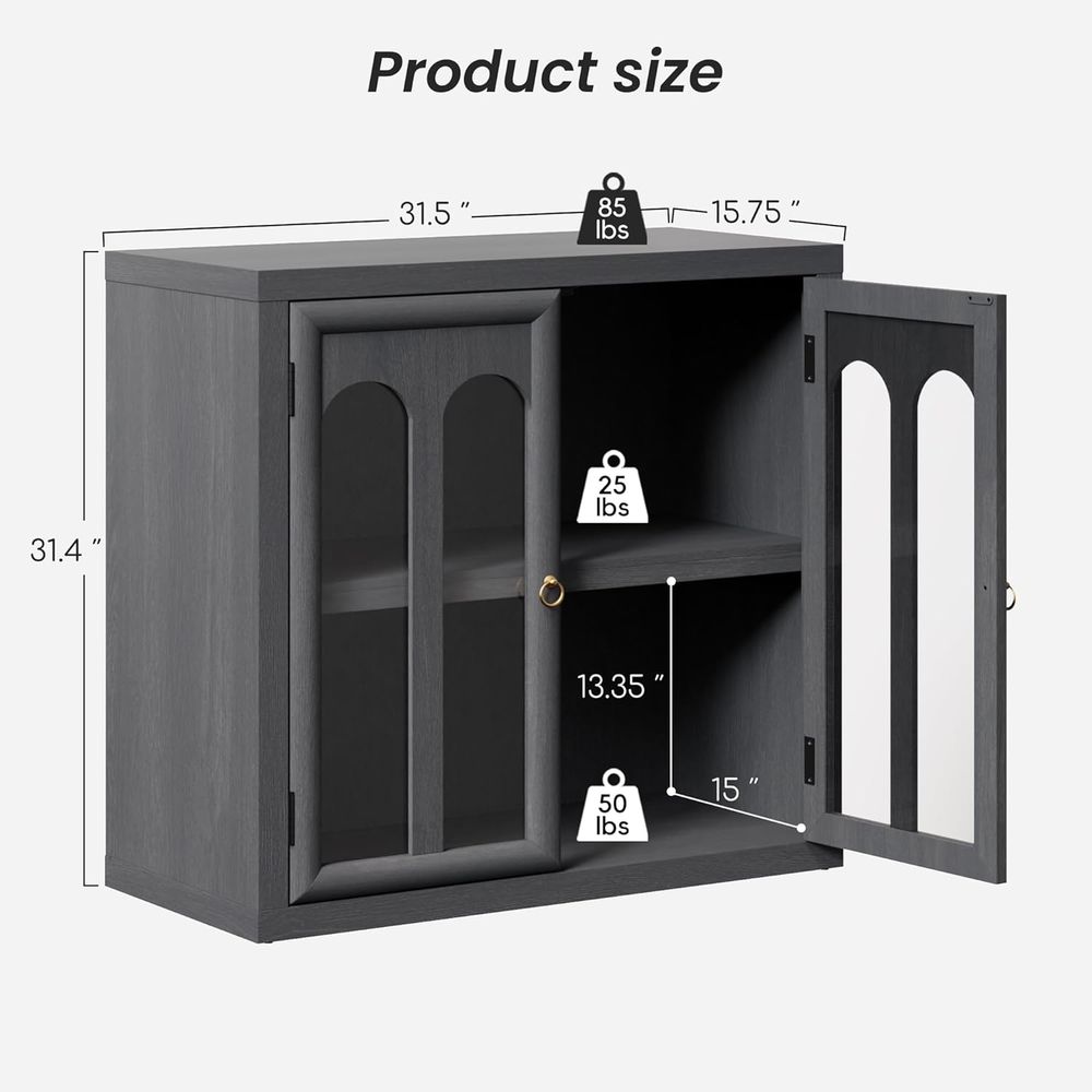 3-Piece Black Sideboard Set wi - Glass Cabinet Display のレビューと価格
