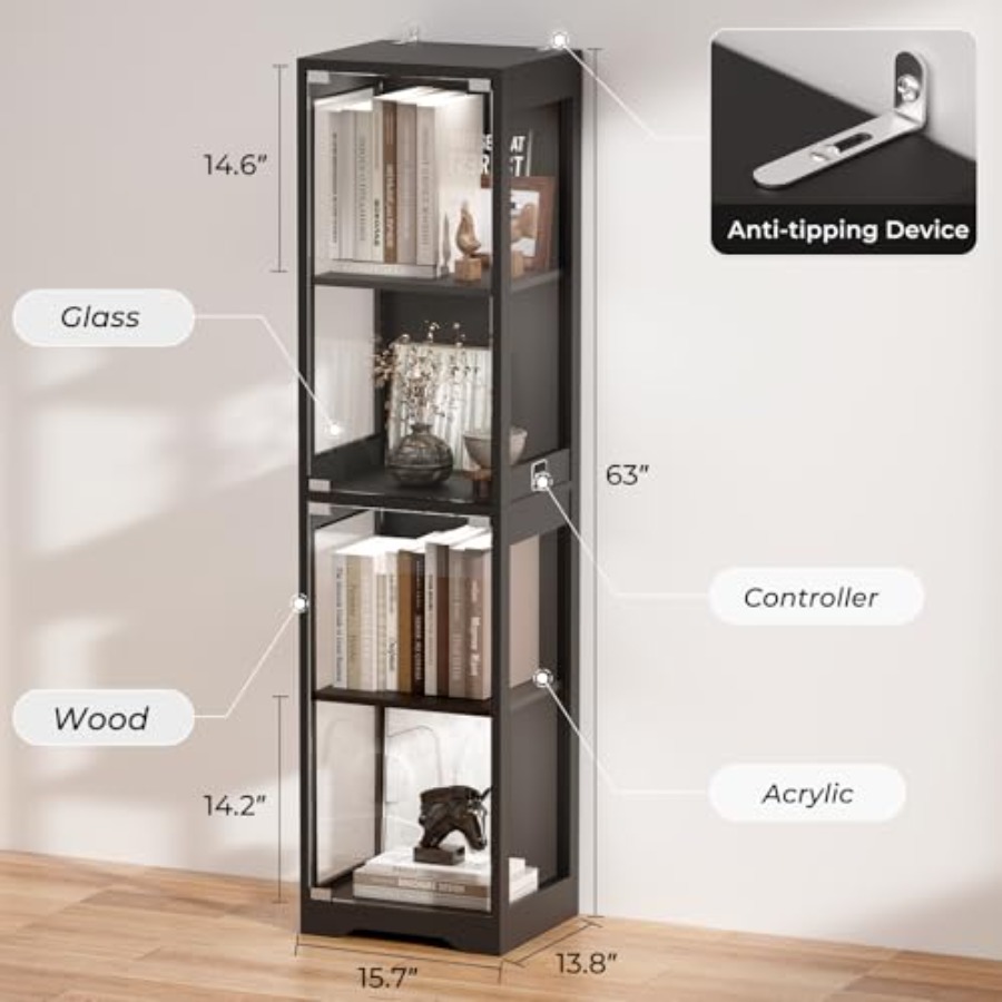 4-Tier Glass Display Cabinet w - Glass Cabinet Display のレビューと価格