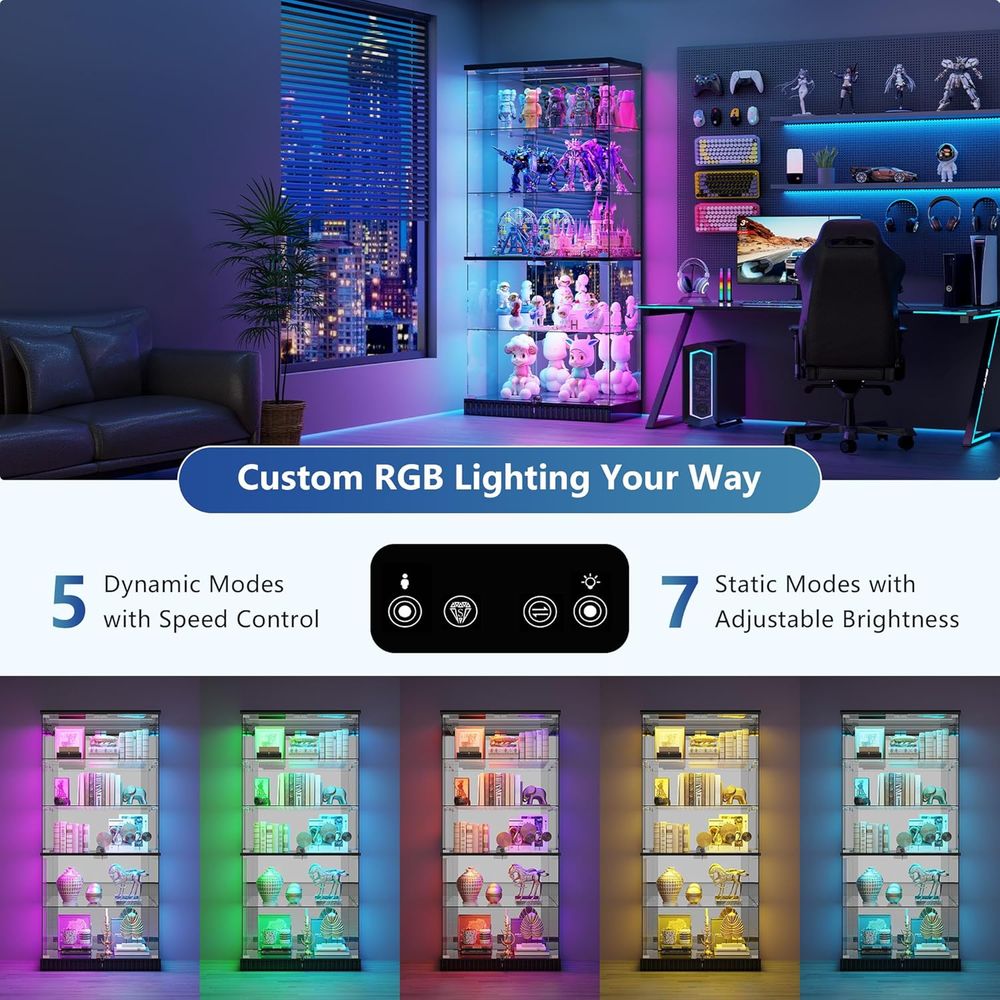 LED-Illuminated 5-Tier Lockabl - Glass Cabinet Display のレビューと価格