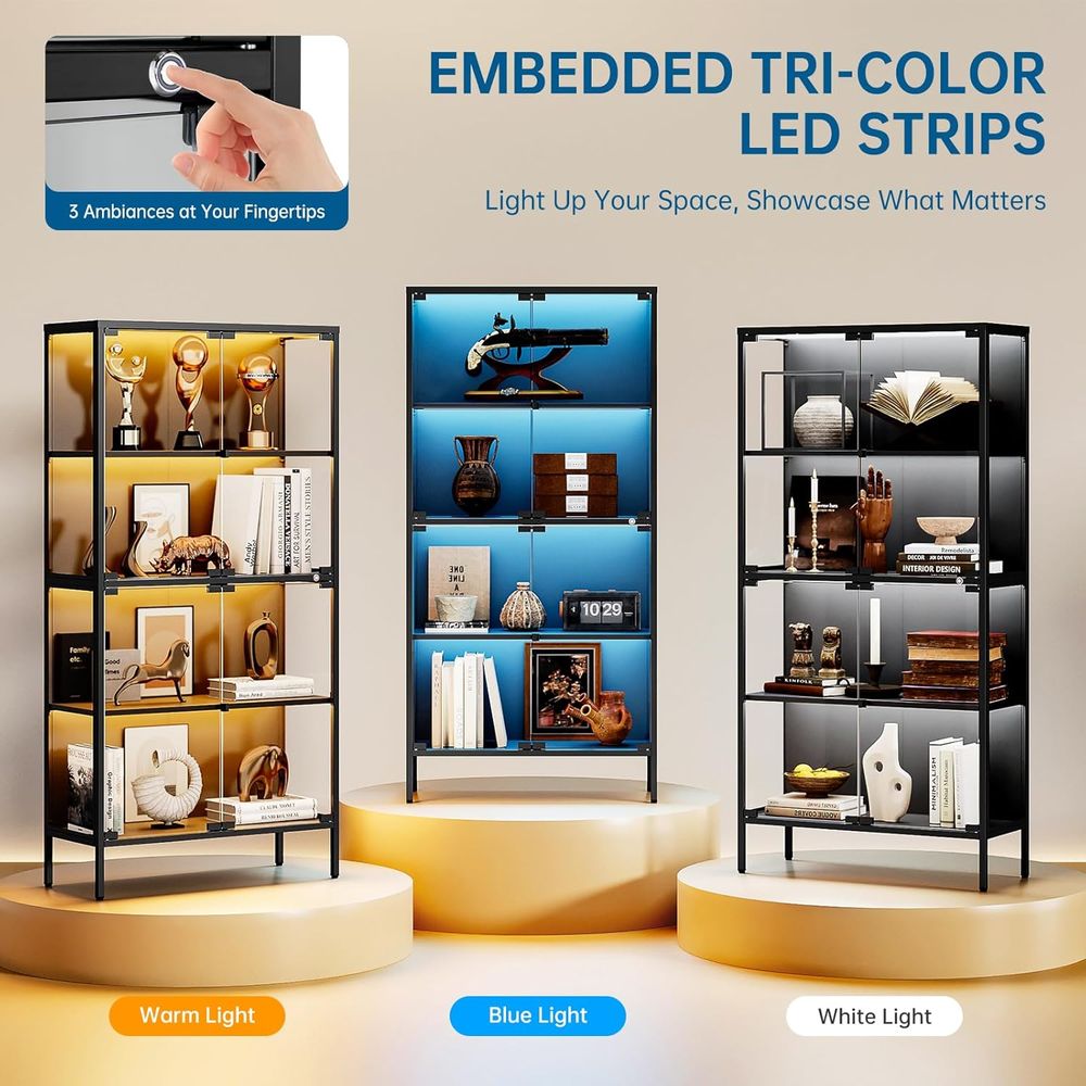 65 LED-Lit Glass Display Cabin - Glass Cabinet Display のレビューと価格